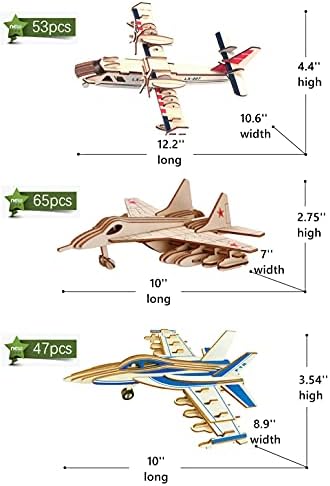 3D Wooden Aircraft Puzzle, 6 Piece Set Aircraft & Helicopter DIY Assembly Build Model Kits, Wood Crafts STEM Brain Teaser Puzzles, 3D Puzzle for Adults & Teens Xmas Birthday Gifts - Image 3