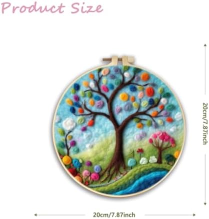 CaptainCrafts DIY Needle Felting Starter Kit with Picture Hoop, Foam Pad, Felt Cloth, Instructions for Home Decoration, Beginner Art Craft (Multicoloured Great Tree) - Image 2