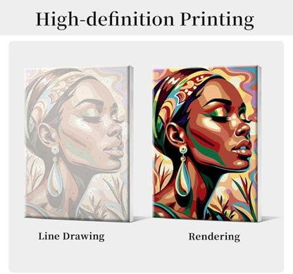 HeeBenor Framed Paint by Numbers Kit for Adults, Black Women, 8x12 Inch - Image 3