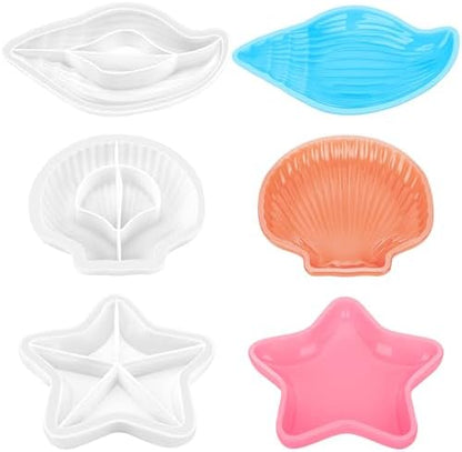 Gartful 3 Pieces Tray Resin Molds, Silicone Jewelry Dish Molds, DIY Storage Container Epoxy Casting Molds for Jewelry Ring Holders, Soap Dish, Candle Holder, 3 Large Styles(Conch & Star & Shell) by Gartful