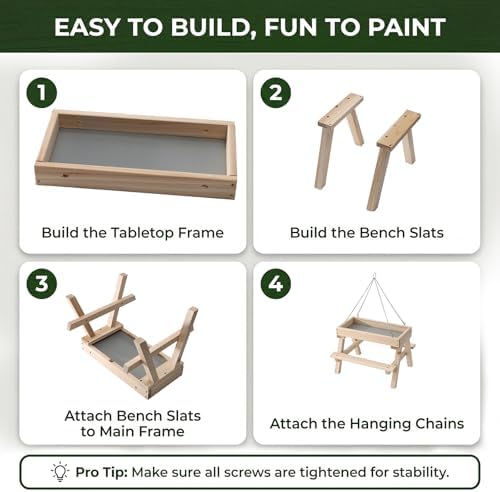 DIY Bird Feeder Kit for Kids and Adults, Wooden Picnic Table Hanging Bird Feeder Craft Kit with Paints, Brushes for Backyard Garden Bird Watching - Image 6