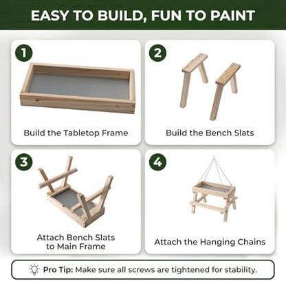 DIY Bird Feeder Kit for Kids and Adults, Wooden Picnic Table Hanging Bird Feeder Craft Kit with Paints, Brushes for Backyard Garden Bird Watching - Image 6