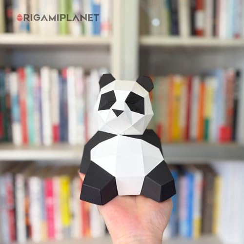 3D Panda Lanlan Origami Paper Craft Kit, Fun DIY Pre-Cut 3D Paper Art Model for Teens & Adults, Easy Handmade Animal Figurine Sculpture Gift Set for Bookshelf Decoration - Image 2