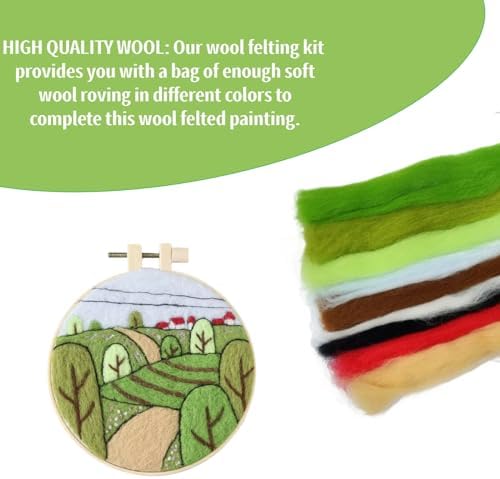 Hilsayum Wool Painting Kit Needle Felting Kit Wool Felt Painting Gifts for Adults,Needle Felt Supplies for Beginners,Home Decoration - Image 2