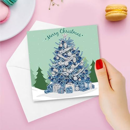 DIY Diamond Greeting Cards Set Christmas, 5D DIY Diamond Art Painting Greeting Card, DIY Christmas Card Making Kits for Family Friends Handmade Gift-#27-Christmas Tree - Image 4
