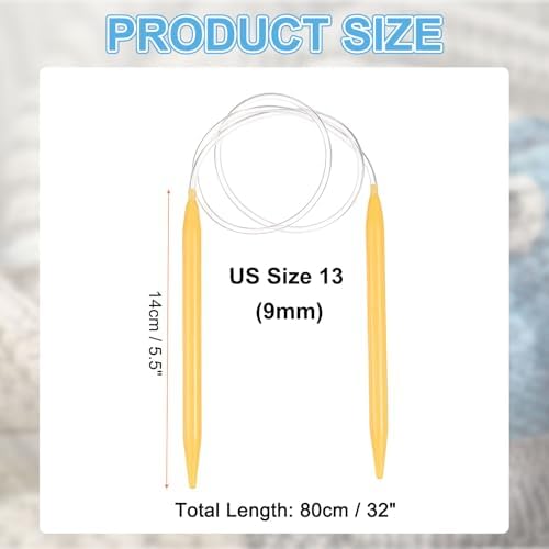 HARFINGTON Size US 13 (9mm) Plastic Circular Knitting Needles 32 Inch(80cm) Round Knitting Needle for Handmade Projects DIY Weave - Image 2
