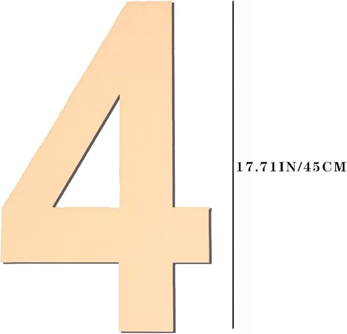 17 inch Large Wooden Numbers, Wood Number, Blank Wooden Number, Wooden Sign Board, Wooden Numbers for Crafts, DIY Projects, Birthday, Party, Wedding Decorations (Number 4)
