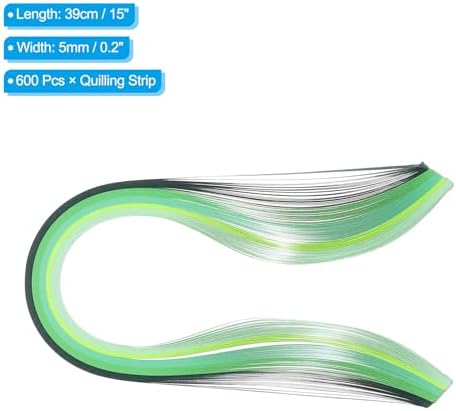 PATIKIL 600pcs Rainbow Quilling Strips Paper 3/16"(5mm) 15" Gradient Green - Image 2