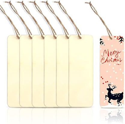 100 Sets 6 x 2 Inch Wooden Bookmarks with Holes and 10M Ropes - Image 4