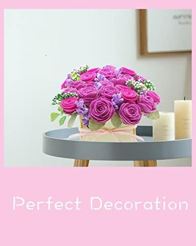 BAZIMA DIY Felt Flower Art Craft Kit - Felt Rose and Lavender Kit, Floral Gifts - Arrange Pre-Cut Flowers and Foliage - Image 4