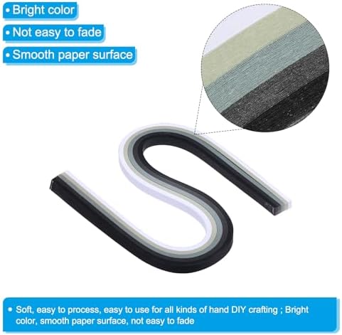 PATIKIL 120pcs Quilling Strips Paper 3/8"(10mm) 21" Origami Paper Quilling Strip for Art DIY Hand Craft Christmas, Gradient Black - Image 3