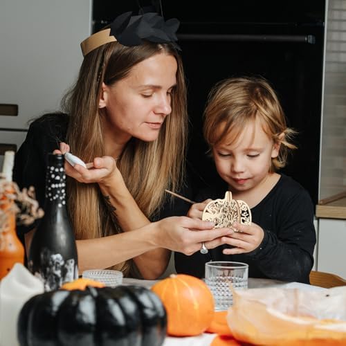 COCHIE DIY 3D Halloween Pumpkin Wood Crafts to Paint for Kids Adults, Paintable Unfinished Wooden Slices for Craft, Cutouts Ornaments for Painting Decorations (24 PCS) - Image 7