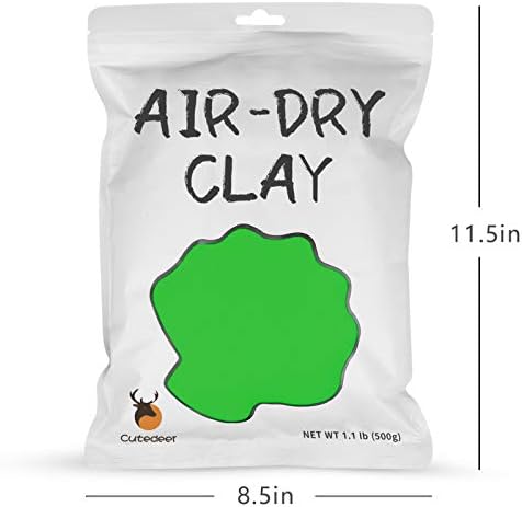Cutedeer Green Air Dry Clay, 1.1lb Foam Modeling Clay, Soft Squishy Molding for Kids Adults, Arts & Crafts Project Slime Supplies(1.1lb - 1 Pack, Green) - Image 5