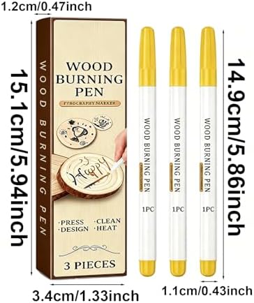 Wood Burn Pen for Pyrography Art - 3 Pack Wood Burning Marker Pen Kit, Portable DIY Crafting Tool for Handmade Projects and Personalized Presents - Image 6