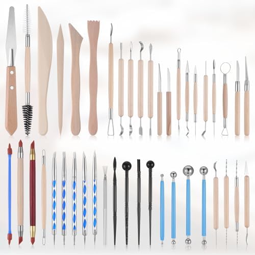 43 Pcs Pottery Tools for Sculpting Double Sided Ceramic Clay Carving Tool Set with Carrying Case Bag Polymer Clay Tools Kit for Trimming, Beginners, Pros, Adults, Supplies - Image 4