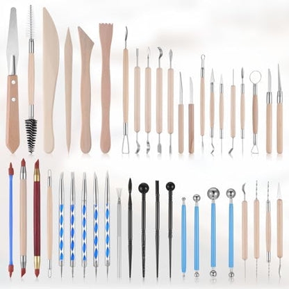 43 Pcs Pottery Tools for Sculpting Double Sided Ceramic Clay Carving Tool Set with Carrying Case Bag Polymer Clay Tools Kit for Trimming, Beginners, Pros, Adults, Supplies - Image 4