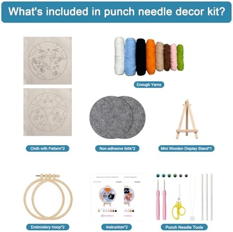Punch Needle Kit for Adult Beginner, 2-Pack Puppy & Cat Punch Starter Set with Instructions – Yarn Needle Punch Craft for Xmas Gift Idea & Home Wall Decor - Image 2