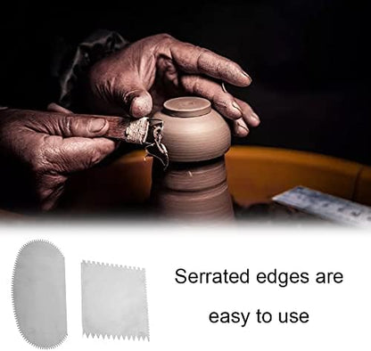 2 Pcs Serrated Scraper Crafts Tool Stainless Steel Pottery Clay Sculpture Scraper Ceramics Clay Sculpting Tools Kit for Sculpting Texturing Modeling - Image 4