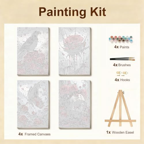 Gemozaic 4 Pack Gothic Paint by Numbers Kit for Adults with Frame & Easel - Image 5