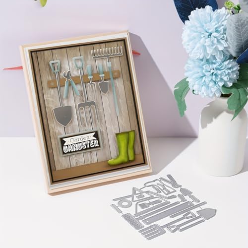 Lapoo Tool Metal Cutting Die for Scrapbooking - Durable, Cut Stencils for DIY Scrapbook Photo Album Decorative Paper Card, Card Making Supplies, Embossing (Agricultural Tools 4.7 x 4.6 in) - Image 3