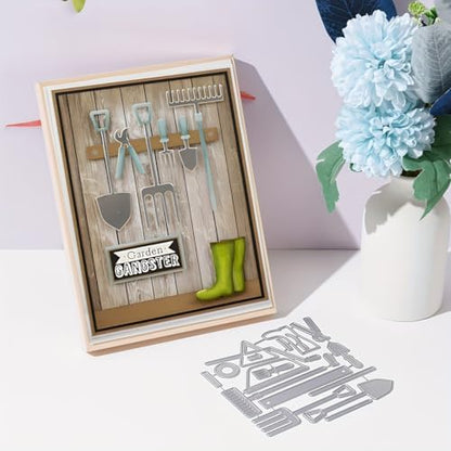 Lapoo Tool Metal Cutting Die for Scrapbooking - Durable, Cut Stencils for DIY Scrapbook Photo Album Decorative Paper Card, Card Making Supplies, Embossing (Agricultural Tools 4.7 x 4.6 in) - Image 3
