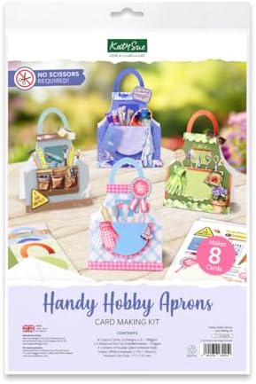 Katy Sue Handy Hobby Aprons Card Making Kit. Contains 8 Shaped Cards, 2 Sheets Die Cut Decoupage, Sticky Foam Pads, Instructions & 8 Envelopes. Apron-Themed Card Making Kits for Adults by KatySue