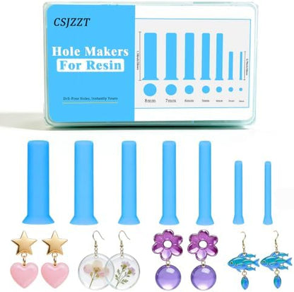 Resin Hole Maker 35 Pcs 7 Sizes Drill-Free Silicone Inserts for Epoxy Resin by csjzzt