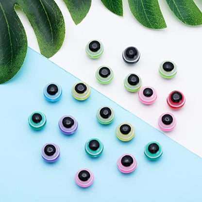 200pcs Sphere Round Evil Eye Beads Handmade Resin Lampwork Beads 8mm Charms Spacer Bead with Elastic Rope for Bracelets Necklace Jewelry Craft Making (Sphere Round Multicolor) - Image 5