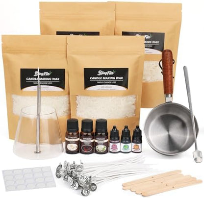 Candle Making Kit for Beginners, Soy Wax Candle Making Supplies with Natural Soy Wax, Essential Oils, Melting Pot, Candle Dye & Candle wicks ,Wick placing tube ,DIY Home Craft Gift for Adults & Women by Blingfun