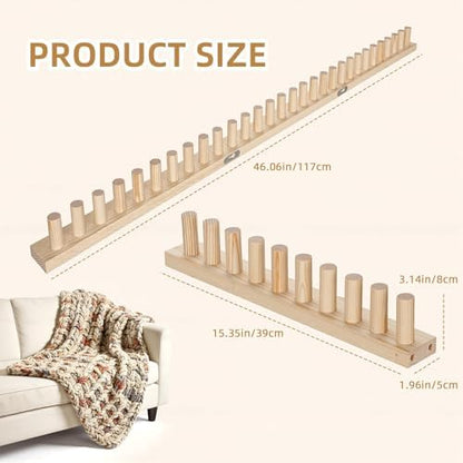 TISOFU 46" Chunky Blanket Loom, Large Wooden Loom Frame, Hand Knitting Kit for Adults Beginners, Adjustable Chunky Blanket Making Kit - Image 6
