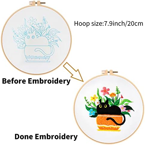 Louise Maelys Black Cat Embroidery Kit for Beginners Botanical Craft - Image 3