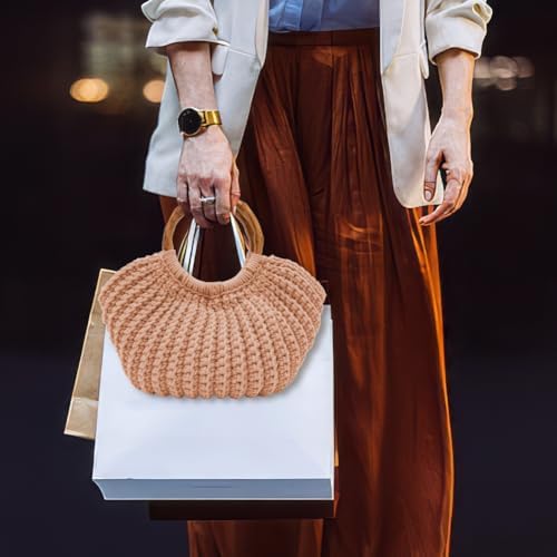 ACRNIGHEET Crochet Bag Kit for Adults Khaki Handbag Kit for Beginners Tote Bag Set with Step-by-Step Instructions and Video Guidance - Image 5
