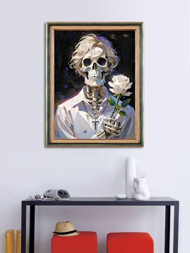 ACANDYL DIY Paint by Numbers Kit for Adults Paint by Numbers Beginner Halloween Canvas Painting by Number DIY Acrylic Oil Painting by Number on Canvas Skull for Arts Craft Decoration 16x20 in - Image 3