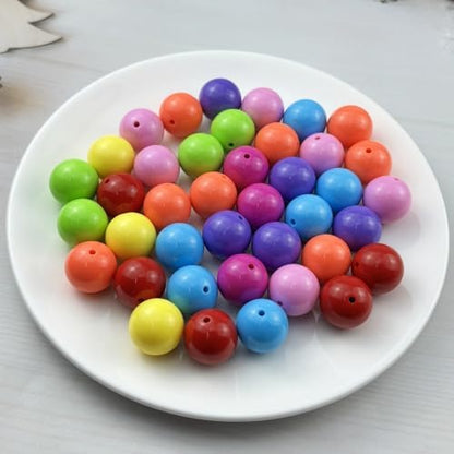 40pcs Acrylic Round Beads for Crafts 20mm Resin Candy Color Spacer Beads with Hole for Jewelry Making Sewing Crafts Decoration Necklaces Bracelets Earrings Supplies(Dark Mix Colors) - Image 2