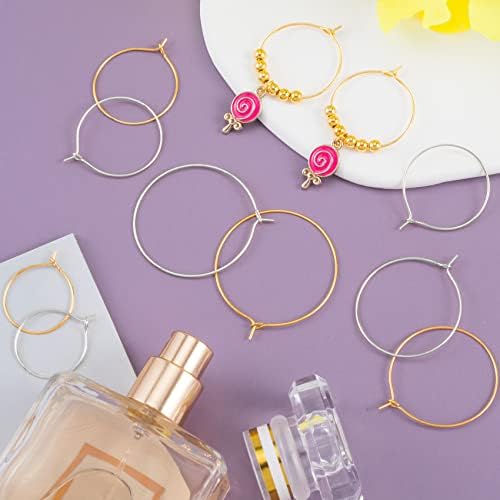 OIIKI 280PCS Earring Beading Hoops, 4 Sizes Gold/Silver Plated Findings - Image 3