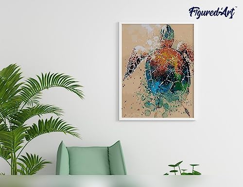 Figured'Art Paint by Numbers for Adults with Frame Turtle Design 16"x20" - Craft Art Painting DIY Kit Canvas Already Stretched on a Wooden Frame - Image 4