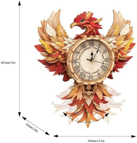 3D Puzzles for Adults, Phoenix Wall Clock 3D Wooden Puzzles Clock Kits for DIY Birthday Gift for Women Men Home Decor Holiday Christmas - Image 2