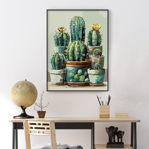 Yezavesu Cactus Framed Paint by Numbers Kit for Adults Beginner - Image 2