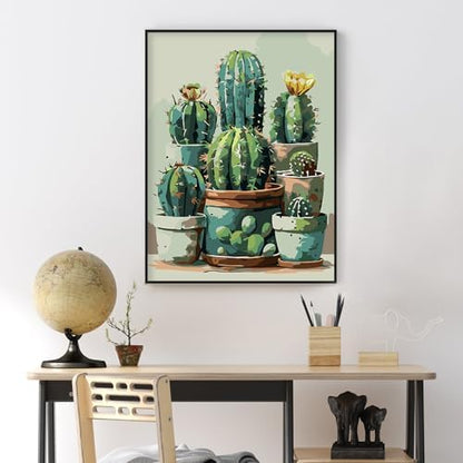 Yezavesu Cactus Framed Paint by Numbers Kit for Adults Beginner - Image 2