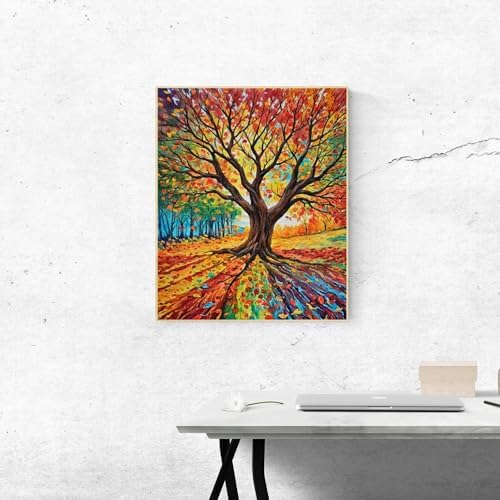 ldazao Tree of Life Paint By Numbers Kit for Adults Beginner DIY Painting Kits for Adults Stained Glass Easy Paint By Number Acrylic On Canvas Drawing Colorful Paintworks Artwork 16 X 20 Inch - Image 4