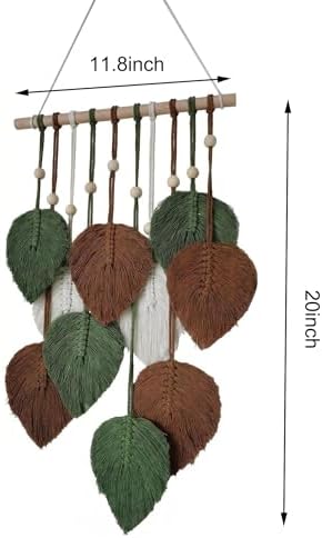Jditngp DIY Macrame Leaf Wall Hanging Beginners Boho Wall Leaf Tapestry Kit Handmade Woven Tapestry Feather Wall Hanging DIY Macrame Kit for Adults Birthday Gift DIY Craft Kits 11.8" (Green,Brown) - Image 4