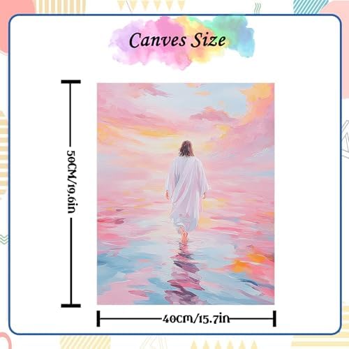 NZNANCHU Paint by Number for Adult,DIY God Painting Kits for Adults,Color by Numbers,Paint by Number Canvas Crafts Watercolor for Beginners Hoom Decor (Jesus) - Image 3