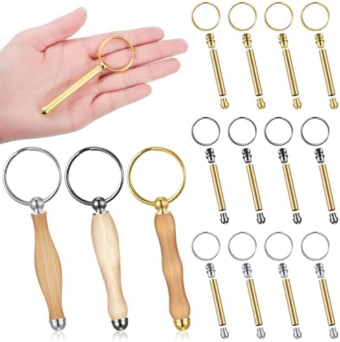 XunYee 12 Pcs WoodTurning Keychain Kit Woodturning Project Kit Wood Turning accessories Mandrel Woodturning keychain for Carpentry woodworker gift(Silver, Black, Gold) by XunYee