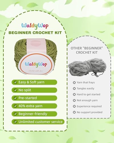 WaldyWop Crochet Kit for Beginners: 8 Flower Bookmarks Knitting Kit w/Video - Image 3