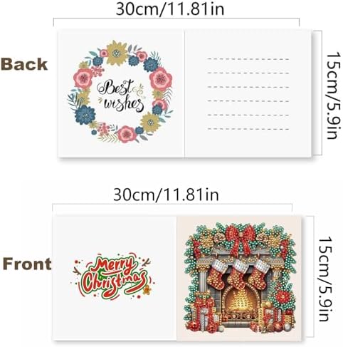 Zyvoreva 12 PCS Christmas Snowman Diamond Art Greeting Cards with Envelopes, Diamond Painting Greeting Cards Kit for Adults DIY Holiday (red) - Image 2