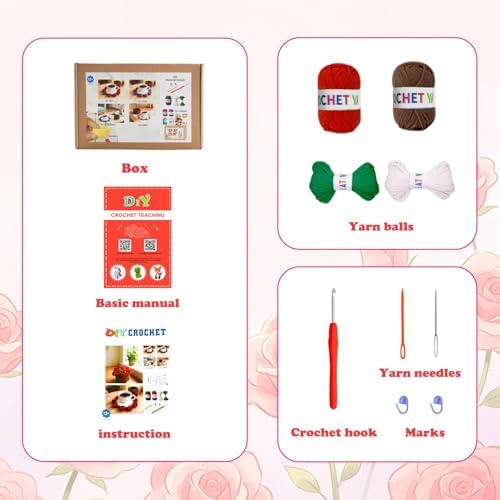 Yarniss Rose Flower Coaster Crochet Kit + Video Guide, Beginner Set - Image 2