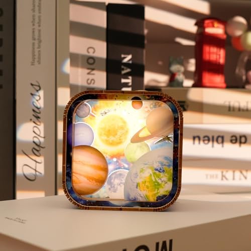 3D Wooden Puzzle Night Light DIY LED Wooden Lamp Kit for Adults Desk Decor Relaxing Art Project Table Ornament and Unique Gift (Solar System) - Image 5