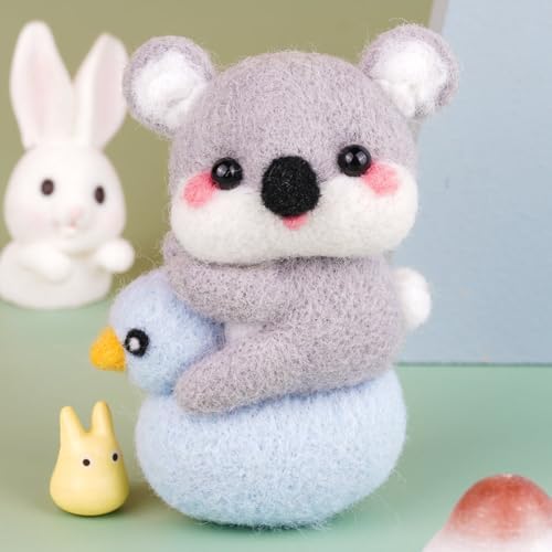 Wizardi Beginner Needle Felting Kit for Adults - Koala. Animal Felting Kit 10.5x5x3cm. Felting Tools. Wool Felting Supplies. Felt Crafts. Wool Felt. F07N8-W284 by Wizardi