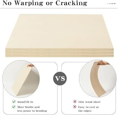 3 Pack 24 x 24 x 1/4 Inch-6mm Thick Basswood Sheets for Crafts - Unfinished Plywood Boards Square for DIY Laser Projects, Wood Burning, Engraving, Staining, Architectural Model - Image 4