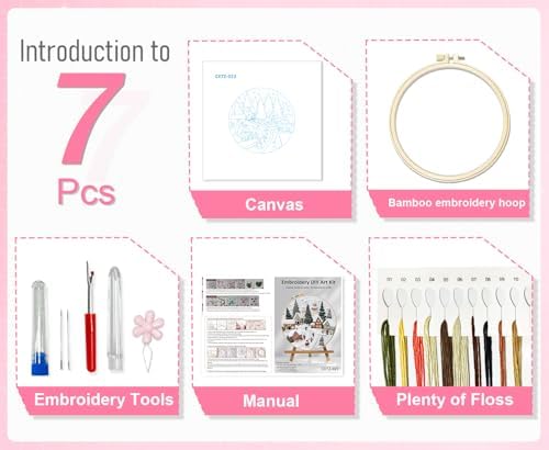 Huacan Embroidery Kit for Beginners Adults, Easy Needlepoint Kits for Adults with Stamped Embroidery Patterns. (Village) - Image 4